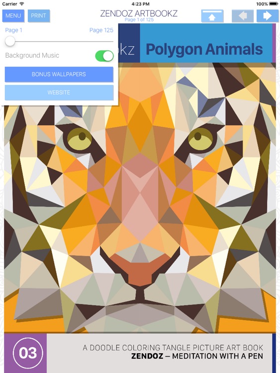 Zendoz ArtBookz - 03 - Polygon Animals - HD - Coloring Book
