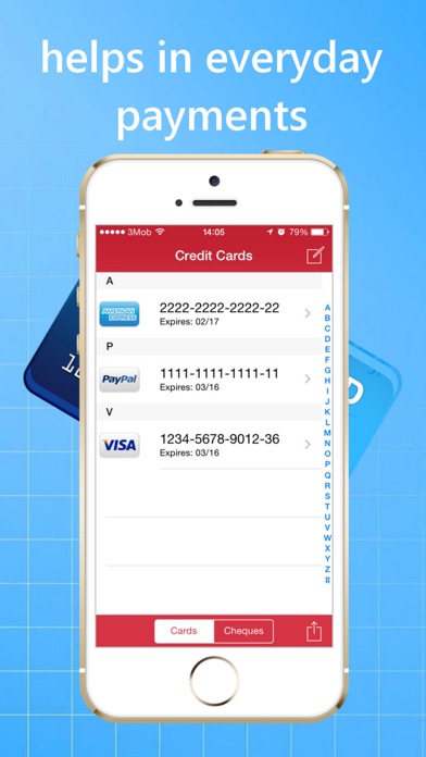 Credit Cards and Cheques Keeper iPhone Credit Cards and Cheques Keeper iPhone
