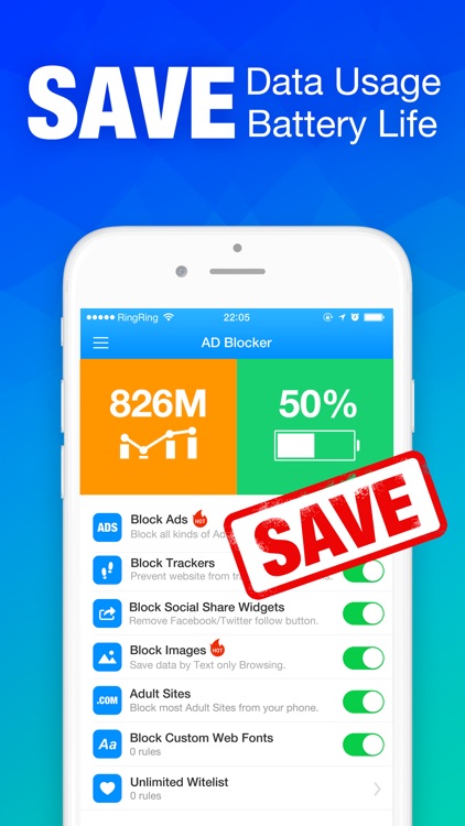 ADBlock Lite - Block all Ads for Safari, fast browsing and data saving