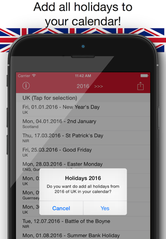 Holiday Calendar United Kingdom 2016 - National and local bank holidays screenshot 2