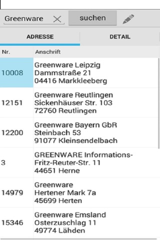 Greenware8 Adressen-App screenshot 2