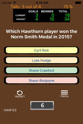 AFL Trivia - Hawthorn Hawks screenshot 2