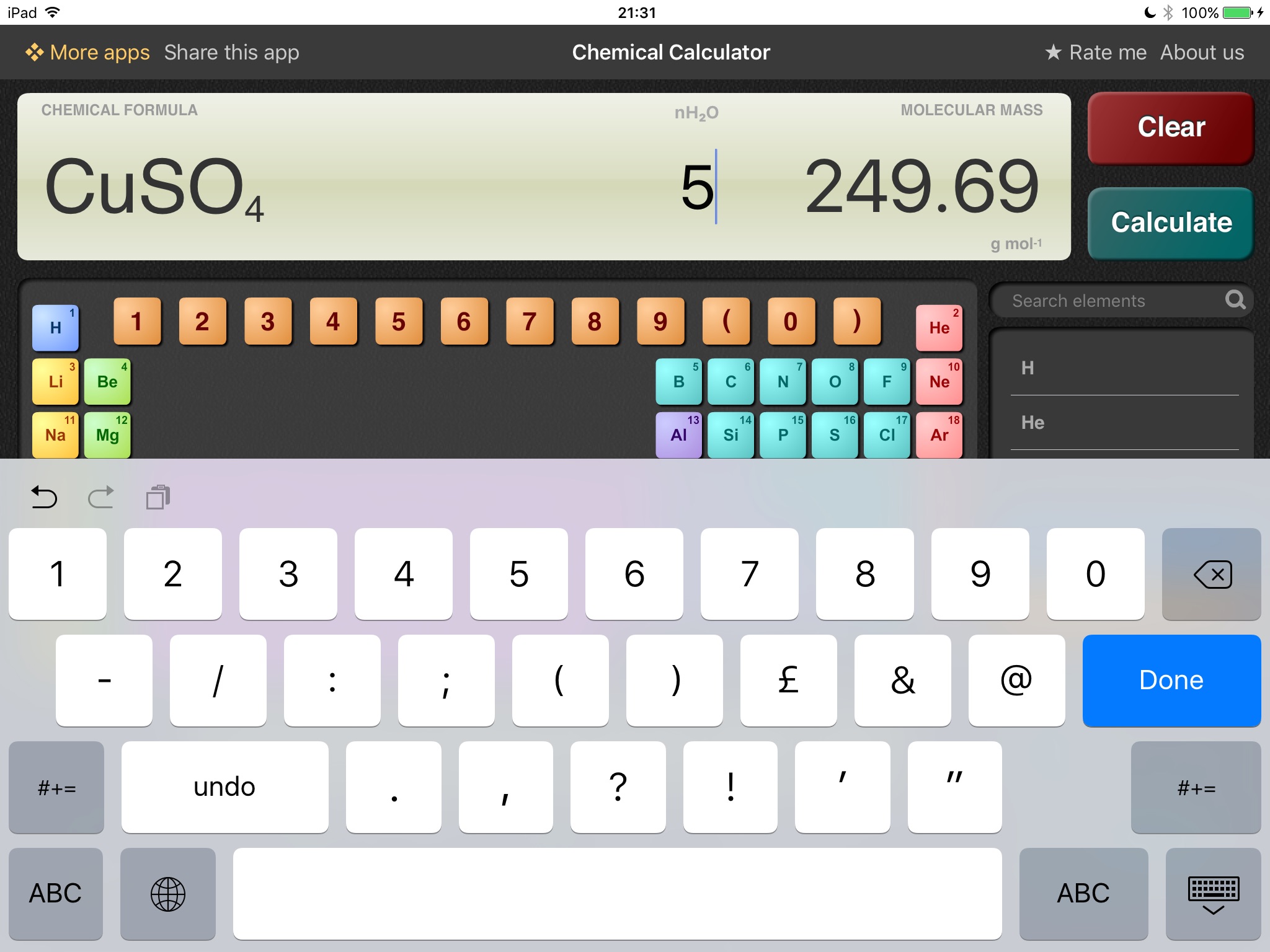 ChemCalc screenshot 2