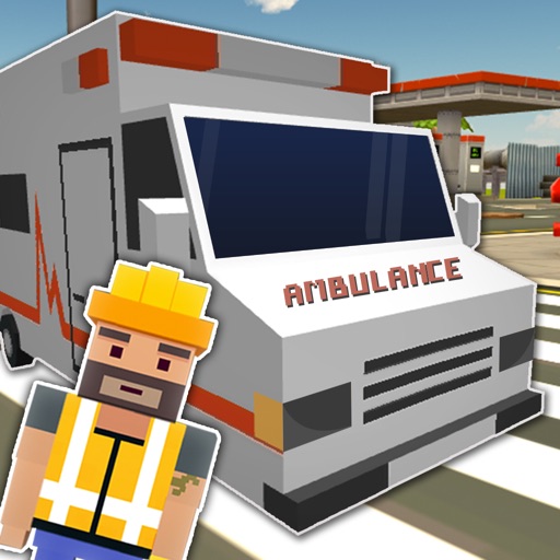 Blocky 911 Ambulance Rescue - Addictive & Funny Real Blocks Simulator Game Icon