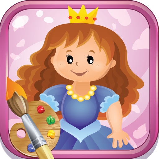 Princess Coloring Page : Fantasy Colorful World for Toddler Fairy Tales Castle Book Icon