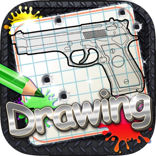Drawing Desk Gun and Pistol : Draw and Paint  Coloring Books Edition Free