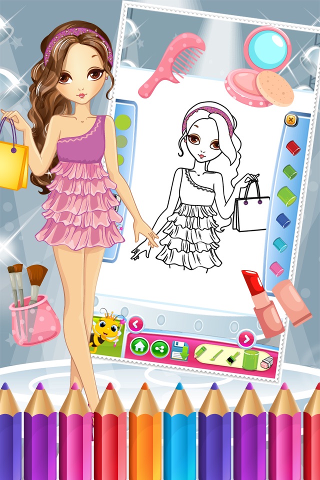 Pretty Girl Fashion Colorbook Drawing to Paint Coloring Game for Kids screenshot 3