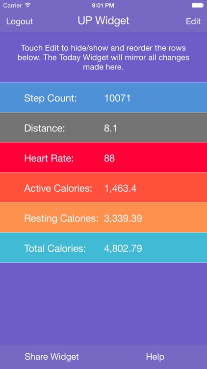 Fit Widget for Jawbone UP - Resting Heart Rate for UP3 & Higher