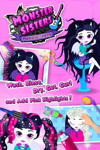 Monster Sisters Fashion Party - Crazy Makeup, Dress Up & Hair Salon screenshot 2