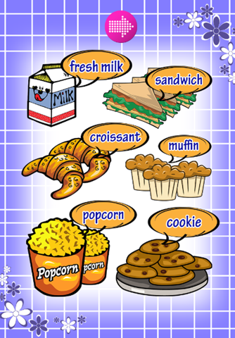 Learn English : Vocabulary - basic : free learning Education games for kids : foods : screenshot 3