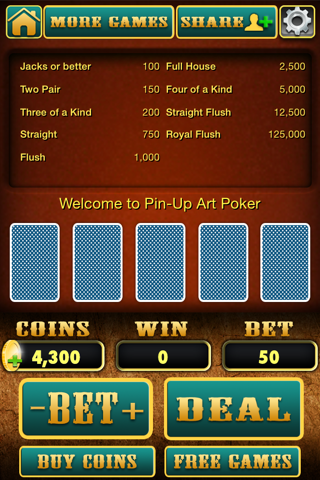 Pinup Art Video Poker - Jacks or Better screenshot 3
