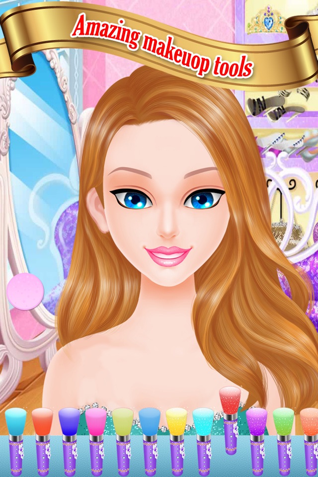Princess wedding makeover salon : amazing spa, makeup and dress up free games for girls screenshot 3