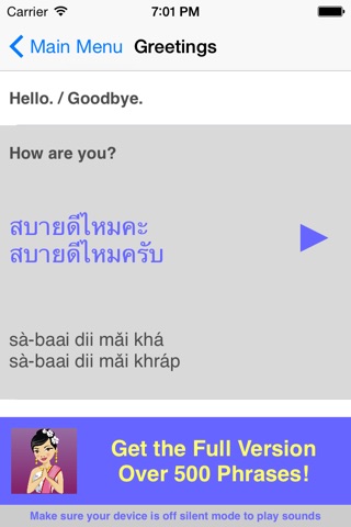 Speak Thai Phrasebook Lite screenshot 2