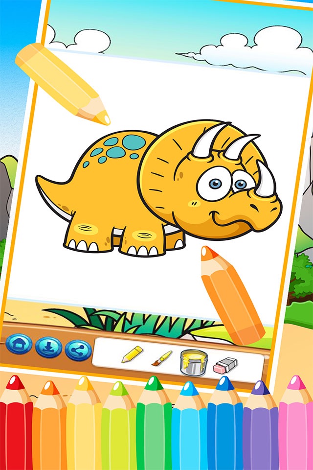 The Cute dinosaur Coloring book ( Drawing Pages ) - Good Activities Education Games For Kids App screenshot 2