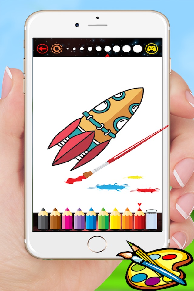 Rockets & Spaceships Coloring - Drawing for kids free games screenshot 4