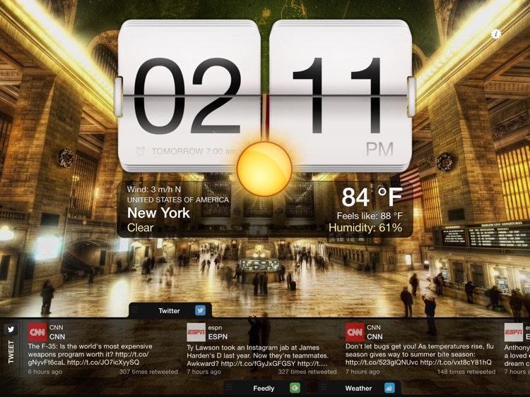 Night Stand for iPad - Free Alarm Clock, Weather & Social Reader screenshot-4