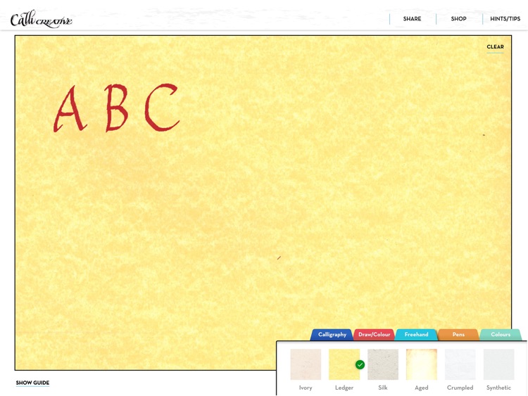 Callicreative App for calligraphy, handwriting, colouring and drawing