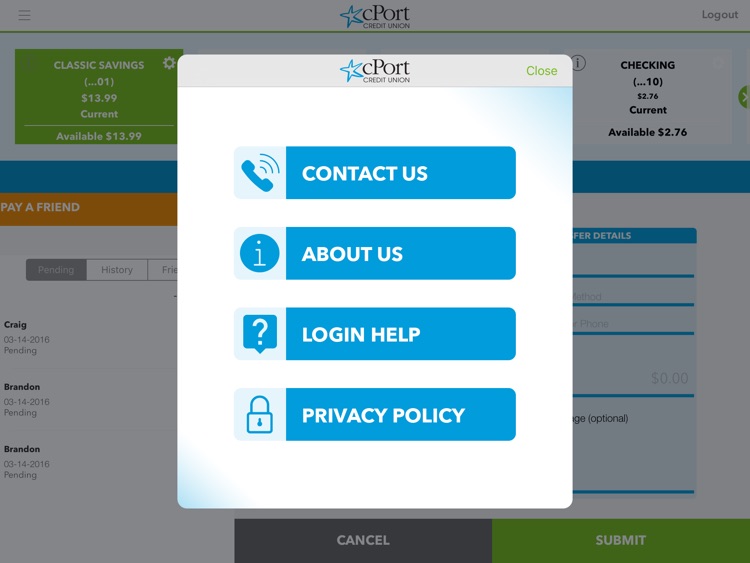 cPort Credit Union for iPad
