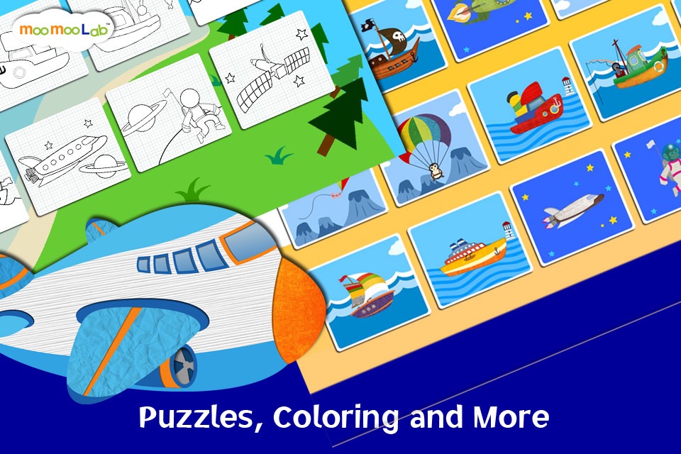 Rocket and Airplane : Puzzles, Games and Activities for Toddlers and Preschool Kids by Moo Moo Lab screenshot 3