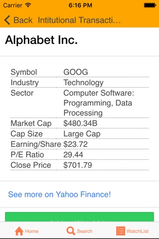 Institutional Stocks screenshot 2
