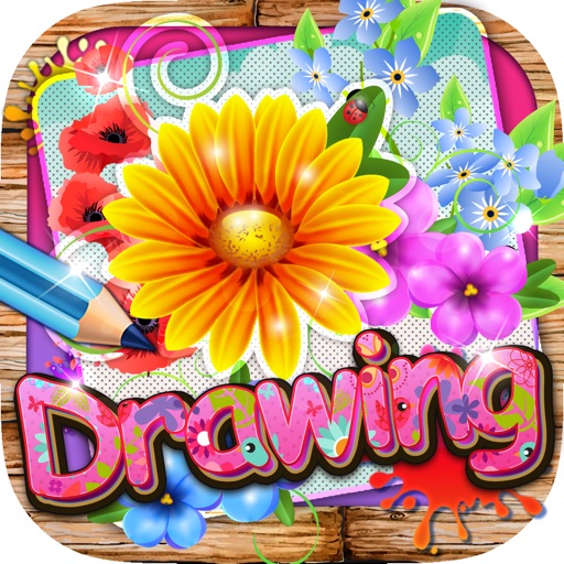 Drawing Desk Flowers : Draw and Paint Coloring Book Edition Free