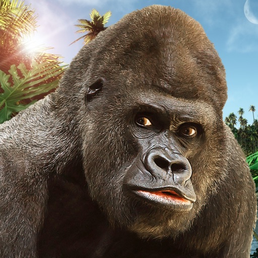 Angry mad gorilla wild attack icon