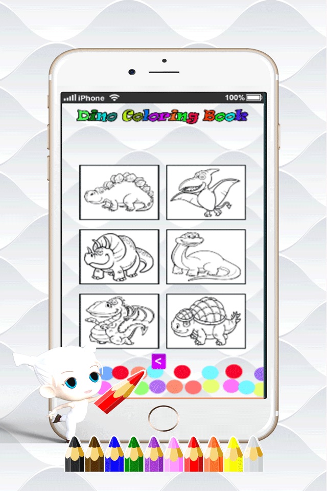 Dino Paint Drawing Color : Cute Caricature Art Idea Pages For Kids screenshot 4