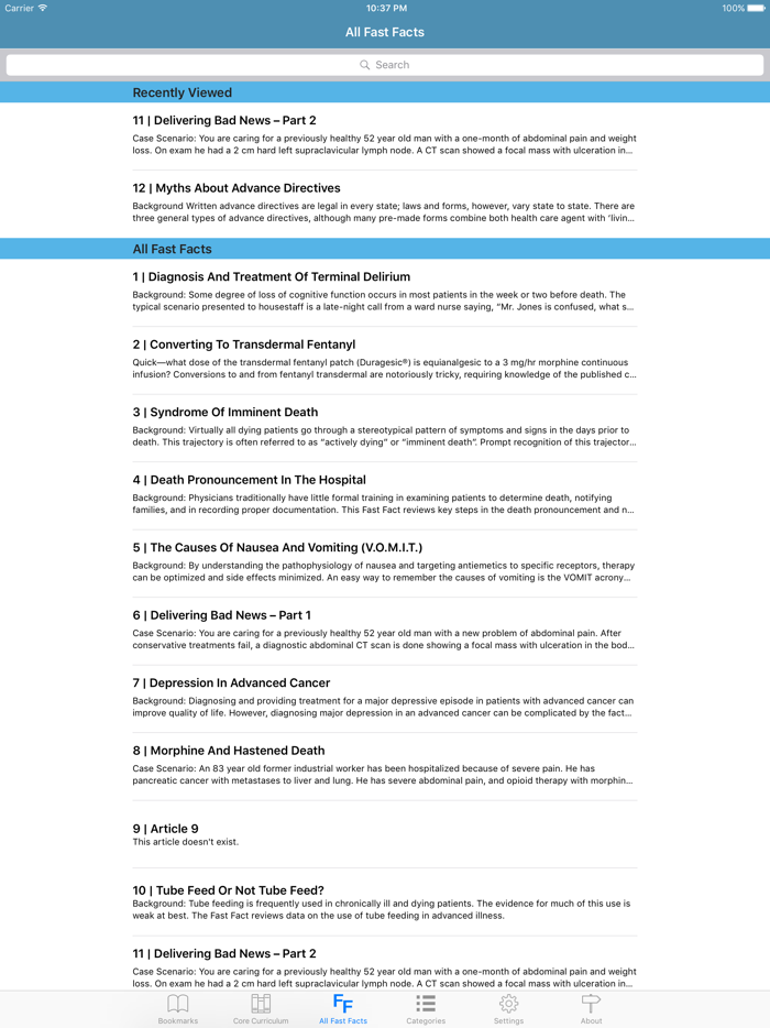 Palliative Care Fast Facts