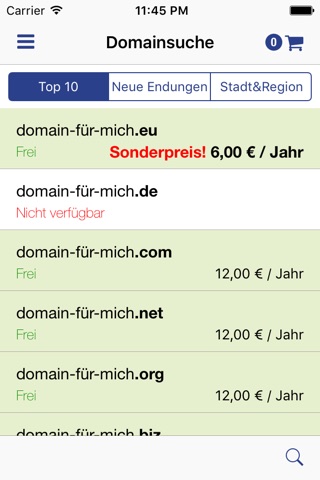 .eu Domain-Store screenshot 2