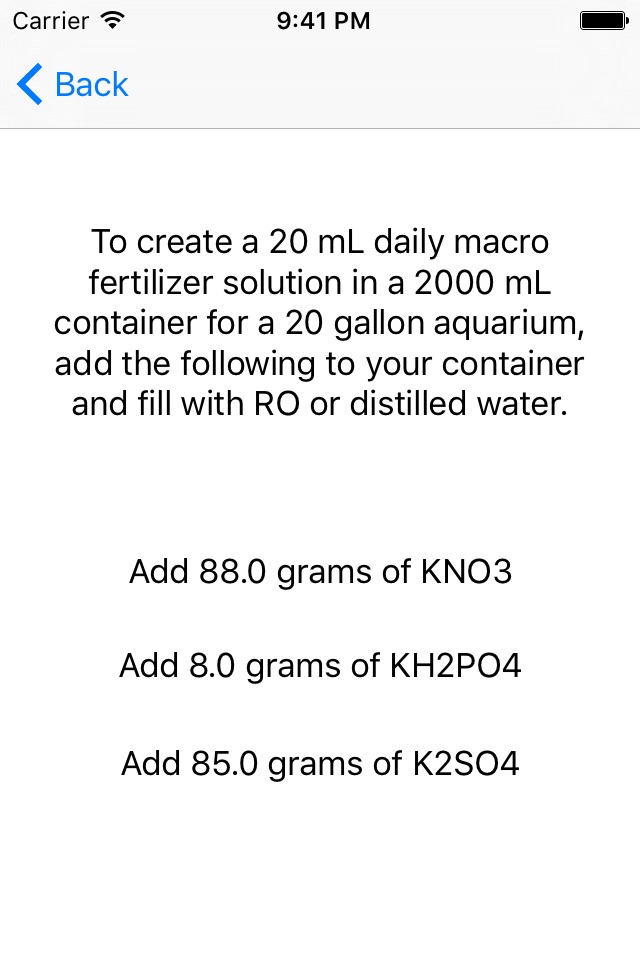 FertCalc - Aquarium Fertilizer Solution Calculator Macro Solutions in PPM screenshot 3