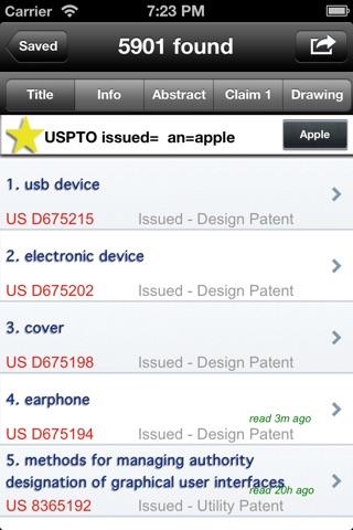 Patents Search screenshot 3