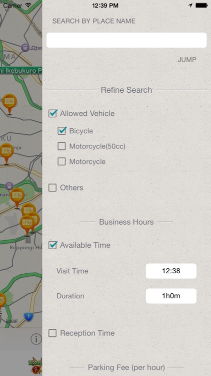 Bicycle and bike parking spot information sharing MAP