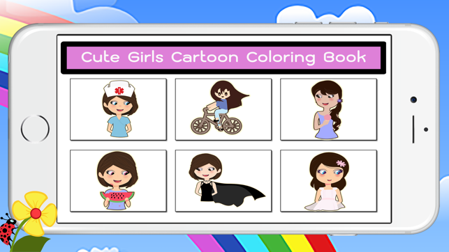 Cute Girls Cartoon Coloring Book(圖2)-速報App