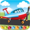 Icon Flying on Plane Coloring Book World Paint and Draw Game for Kids