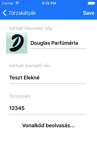 Törzskártya - náhled