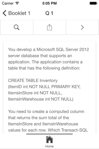 MCSA70-461 Real Exam Simulator: Querying Microsoft SQL Server 2012 screenshot 3