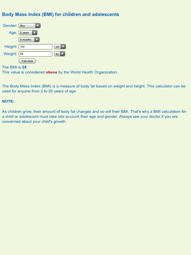 Child Bmi Calculator Body Mass Indicator For Children And