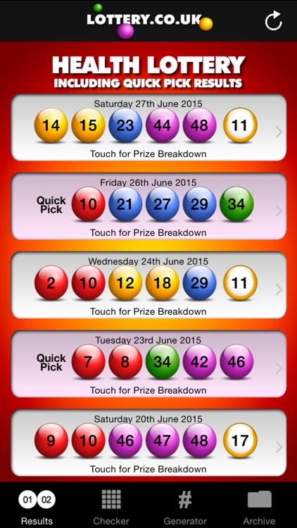 Health Lottery App