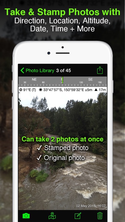 Solocator - GPS Field Camera to stamp photos with location, direction, altitude, date, time + optional editable notes