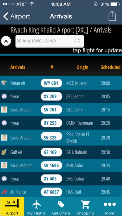 Riyadh King Kahlid Airport - Flight Tracker Premium Saudi Arabian RUH airlines