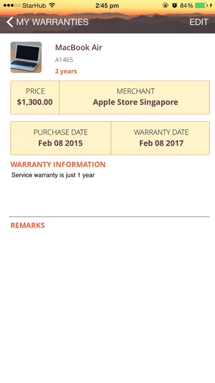 Warranty App