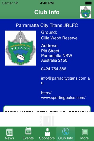 Parramatta City Titans Junior Rugby League Football Club screenshot 4