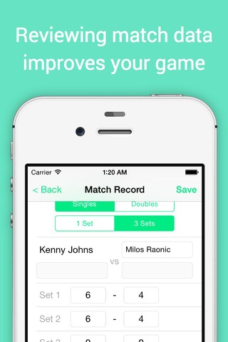 TennisCore - track tennis scores & review stats screenshot 2