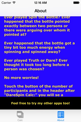 DareSpin Calc screenshot 2