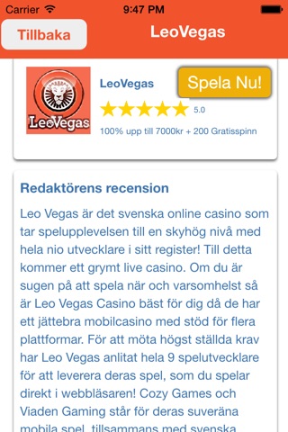 Topp Svenska Casinos screenshot 3