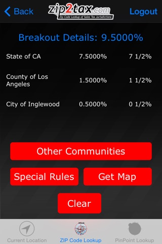 Zip2Tax Sales Tax Calculator screenshot 2