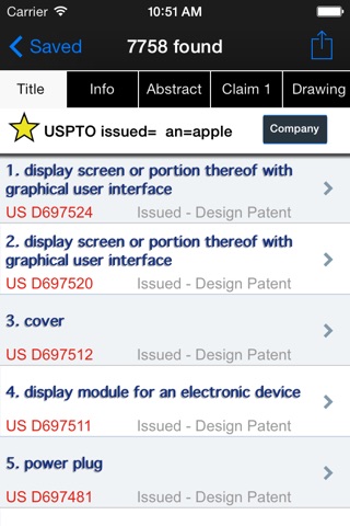 Patents Search screenshot 4