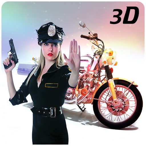 Police Bike Racing Simulator 3D – Chase & Shoot Crime Town Street Robbers Cars as an police moto driver icon