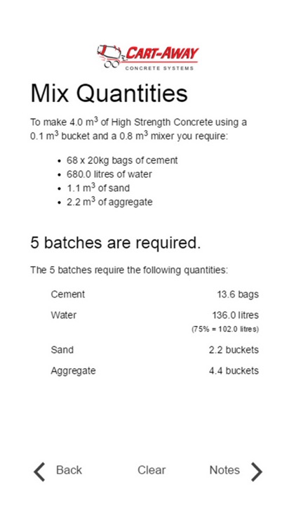 Cart Away Concrete Mixing Calculator