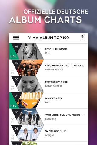 VIVA Charts – Deutsche Top 10 & Top 100 Musikcharts – kostenlose Musikvideos und Musik der deutschen Single und Album Charts. screenshot 2